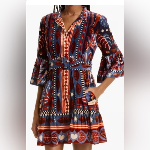 Farm Rio Nature Beauty Belted Mini Dress size S - Picture 1 of 6